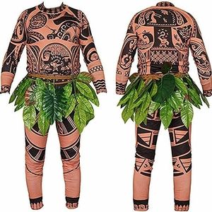 Adult Moana Maui Tatoo Shirt/Pants Halloween Costume Cosplay Family